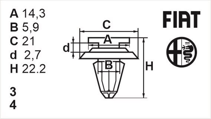 Клипса нажимная внутренняя (обшивка, обшивка дверей) Romix (11152)