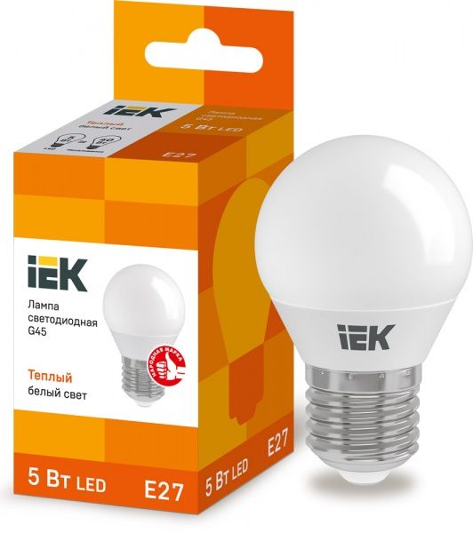 Лампа світлодіодна IEK ECO 5 Вт G45 матова E27 220 В 3000 К 