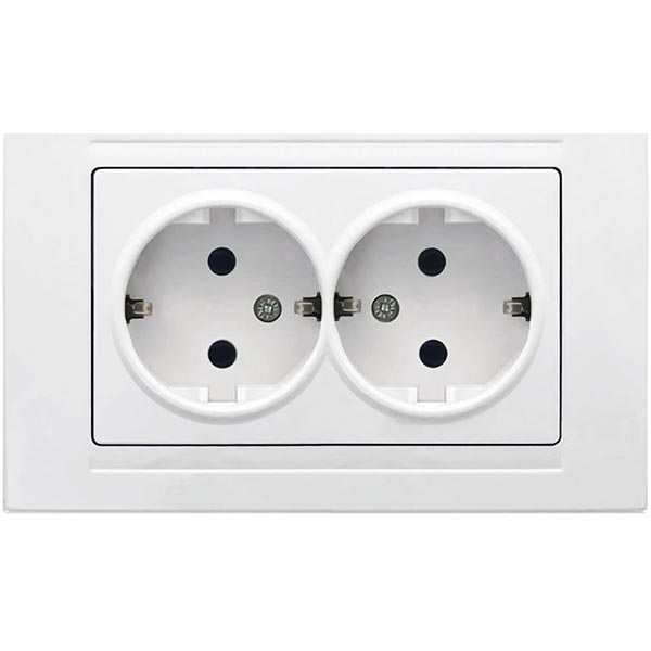 Розетка двойная с заземлением Gunsan Moderna без шторок белый