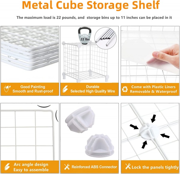 Стелаж дротяний куб сubes storage 6 полиць 1105х750х370 мм білий 