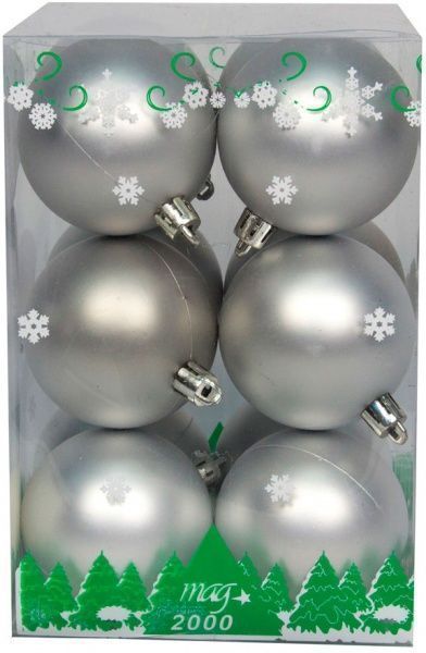 Набор игрушек шары серебристые матовые Девилон 890698 d60 мм 12 шт./уп. 
