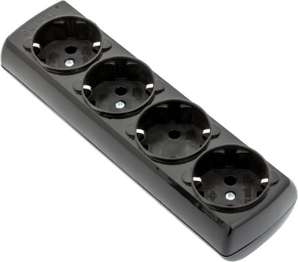 Колодка Borsan с заземлением 4 гн. черный BR.1554-0