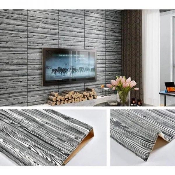 Декоративна наліпка 3D-панель дерево сіре 700x700x5 мм