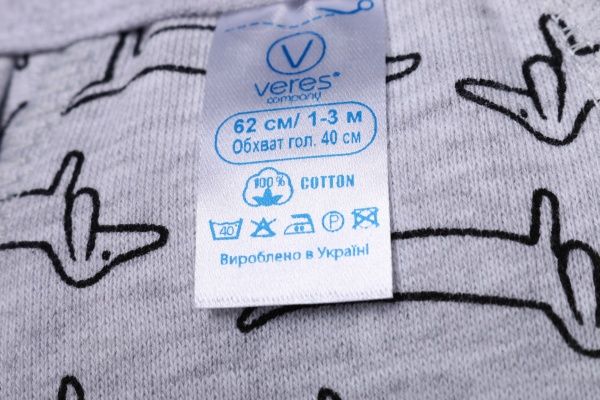 Чепчик дитячий Baby Veres Taksa р.40 сірий