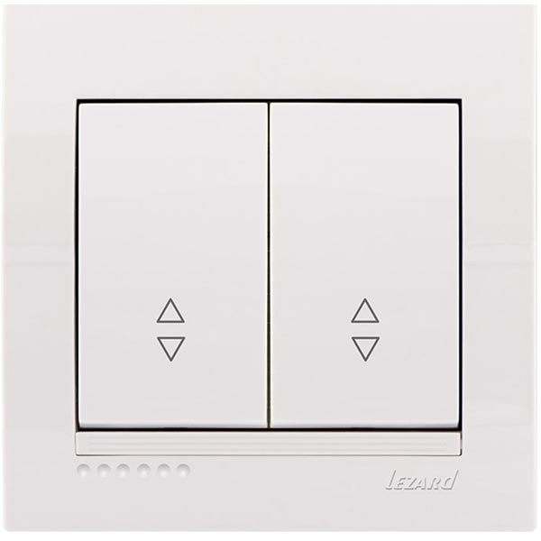 Выключатель проходной двухклавишный Lezard Deriy без подсветки 10 А 250В IP20 белый