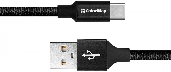 Кабель ColorWay USB - Type -C 2.4 А 0,25 м черный (CW-CBUC048-BK) 