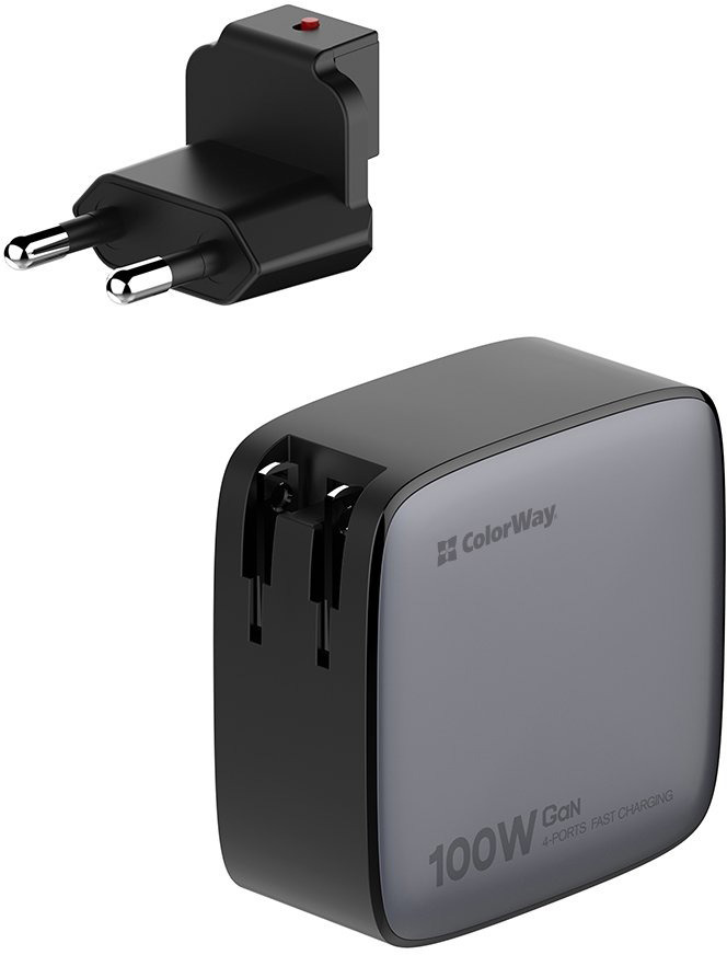 Сетевое зарядное устройство ColorWay Power Delivery GaN (USB-A + 3USB TYPE-C) (100W)