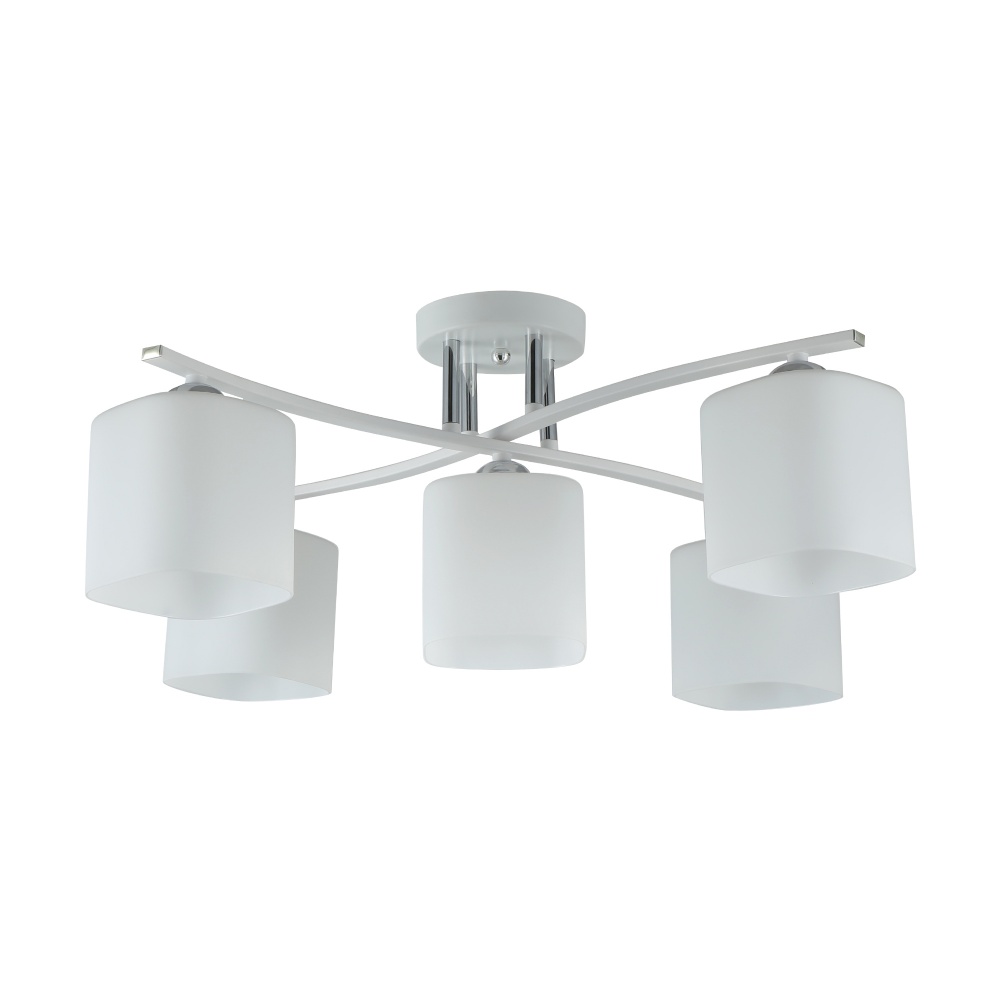 Люстра Miorro Calista 630х230 мм метал/скло 5x40 Вт E27 хром/білий 51-311-115