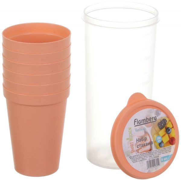 Набір склянок Verona персиковий 200 мл 6 шт. Flamberg Smart Kitchen 