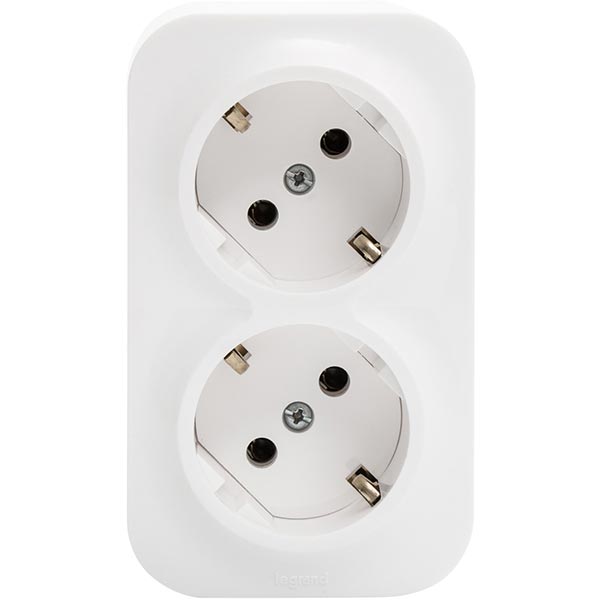 Розетка подвійна із заземленням Legrand Forix без шторок без кришки білий 782413