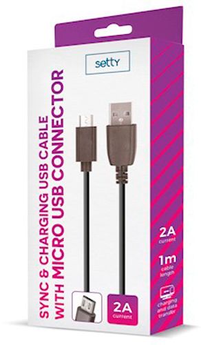 Кабель Setty Setty USB - microUSB 2A 1 м чорний (5900495753229) 