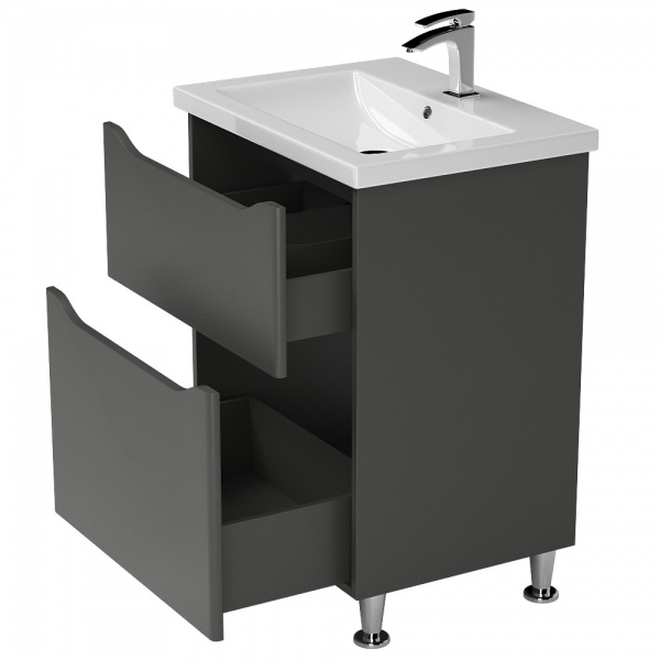 Тумба на ножках Aquarius Савойя графит с умывальником Комо 60