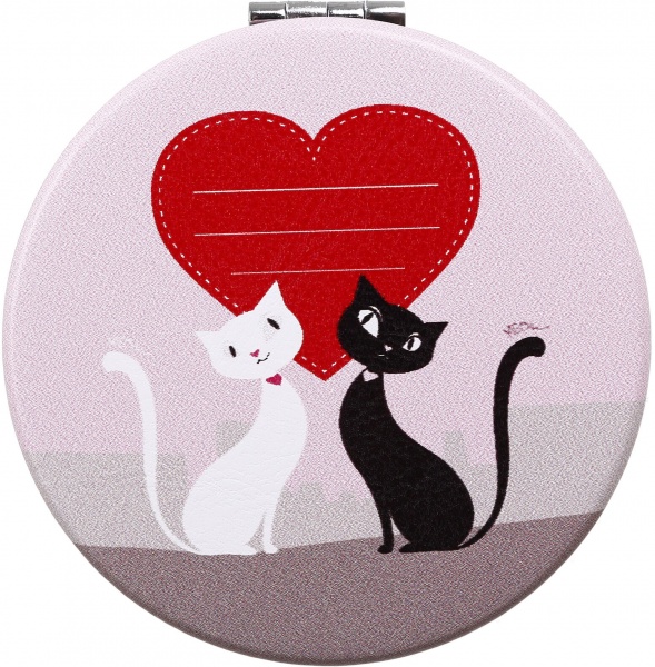 Зеркало карманное косметическое Лідер Канц Котик круглое 12 вариантов в ассортименте 