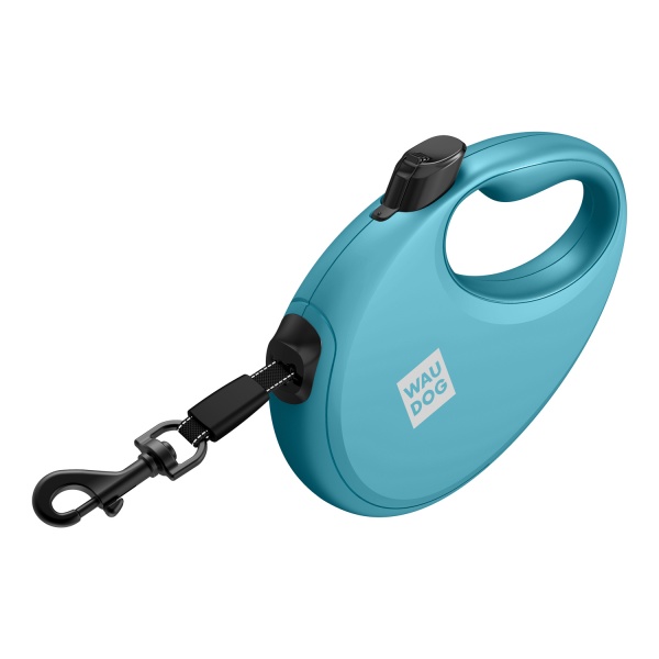 Повідець-рулетка Waudog R-leash із контейнером для пакетів L до 40 кг 5 м блакитний