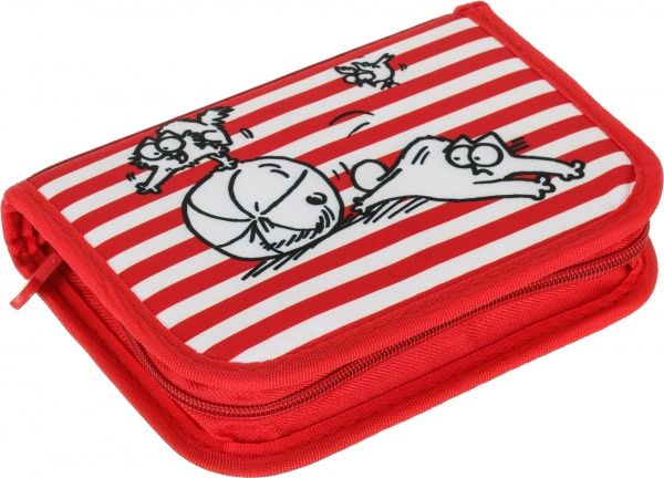 Пенал школьный Кот и мяч Simon's Cat красный с белым