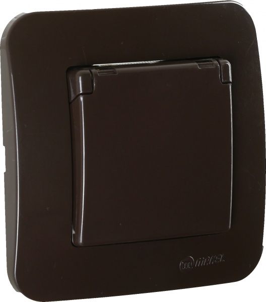 Розетка із заземленням Makel Lillium Natural з кришкою коричневий