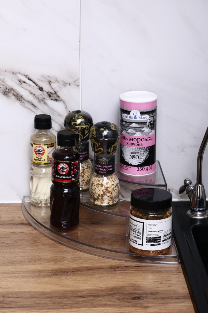 Органайзер Flamberg для спецій 3-ярусний напівкруглий прозорий 36.5x26x8.5cm