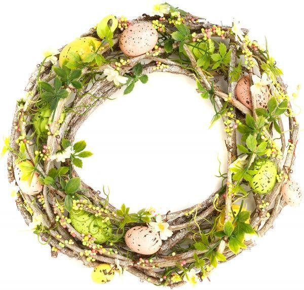 Венок пасхальный с яйцами и ромашками F18S0163