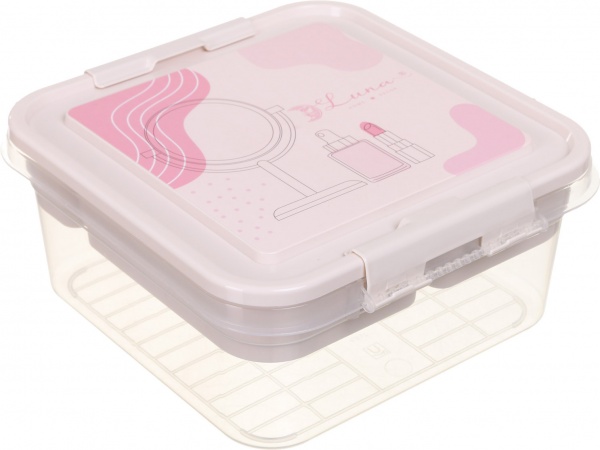 Органайзер для косметики Luna Simple 25х26х11 см пластик розовый 