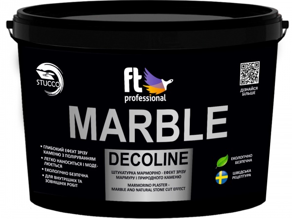 Декоративная штукатурка моделирующая FT Professional MARBLE DECOLINE 15 кг /белый