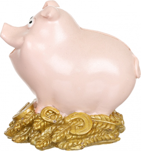 Декорація новорічна Сувенір-скарбничка Свинка весела на колосках 10 см ZY0917102C-2 