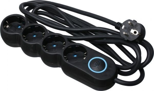 Удлинитель VEA с заземлением 4 гн. черный 3 м VE2S4SBBL-3m 