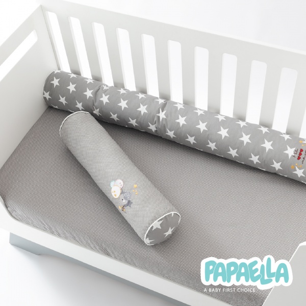 Бортик-валик захисний мультифункціональний Зірка/Горошок 2 шт. Papaella сірий 