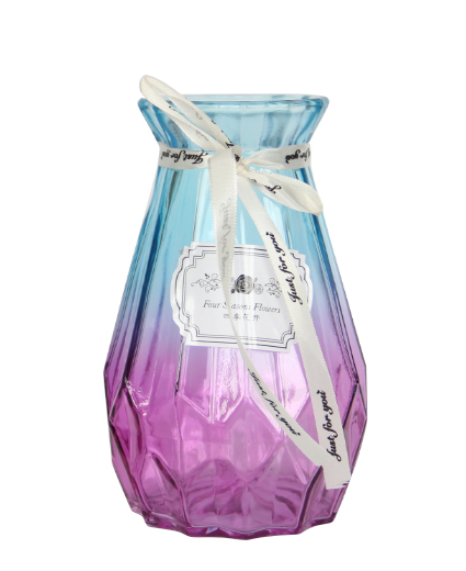 Ваза скляна Crystal Angela (83210414391) 17 см рожево-синя 