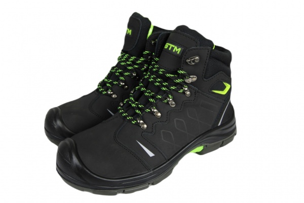 Ботинки профессиональные GTM Active с комп.носком на шнурках нубук р.45 870505 черный с желтым