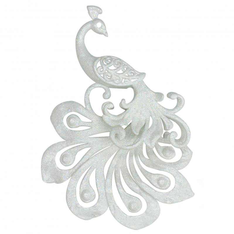 Елочная игрушка Жар-птиця 3Д 15x10x3 см белый