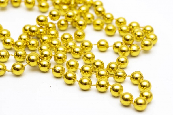 Бусы для елки золотые, 10 мм х 8 м, 250027