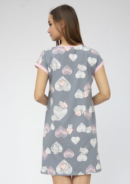 Ночная рубашка Roksana My Kittens 1206/16017 р. S серый с розовым 