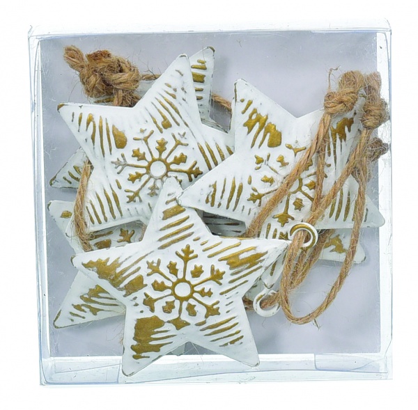 Набір новорічного декору Зірка 6 шт. 8 см біло-золотистий M-793385