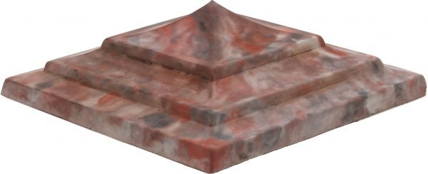 Крышка на столб Пагода 400x400x140 мм красный гранит Вилес 