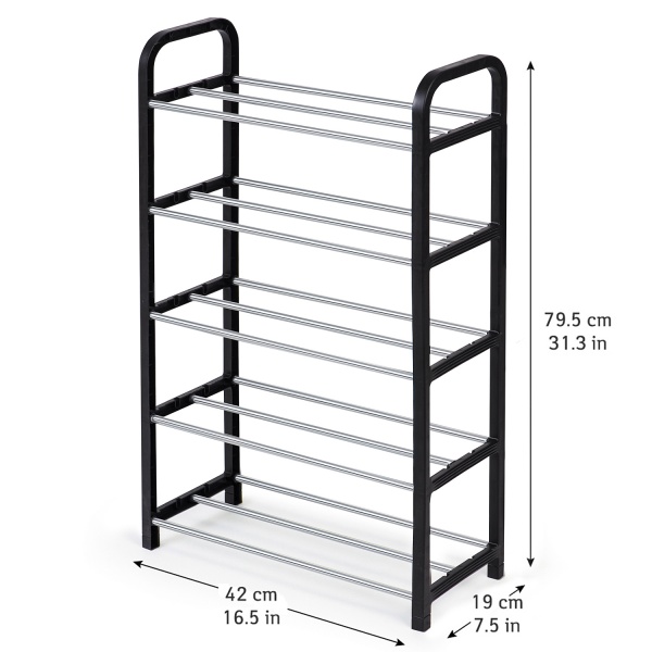 Підставка для взуття на 5 полиць 420x190x795 мм чорний 