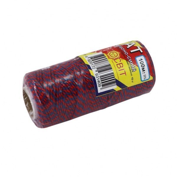 Шпагат Радосвіт бавовняний 500 текс 1,3 мм 100 м червоно-синій 0,07 кг