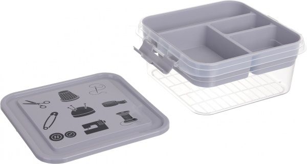 Ящик-органайзер для хранения Gondol Plastic Sewing Box серый 110x250x