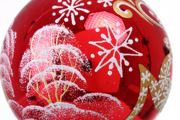 Шар новогодний зимние краски ручной работы стеклянный d 100 мм черный