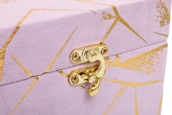 Сундук Геометрия 14х14х10 см пудровая с золотым