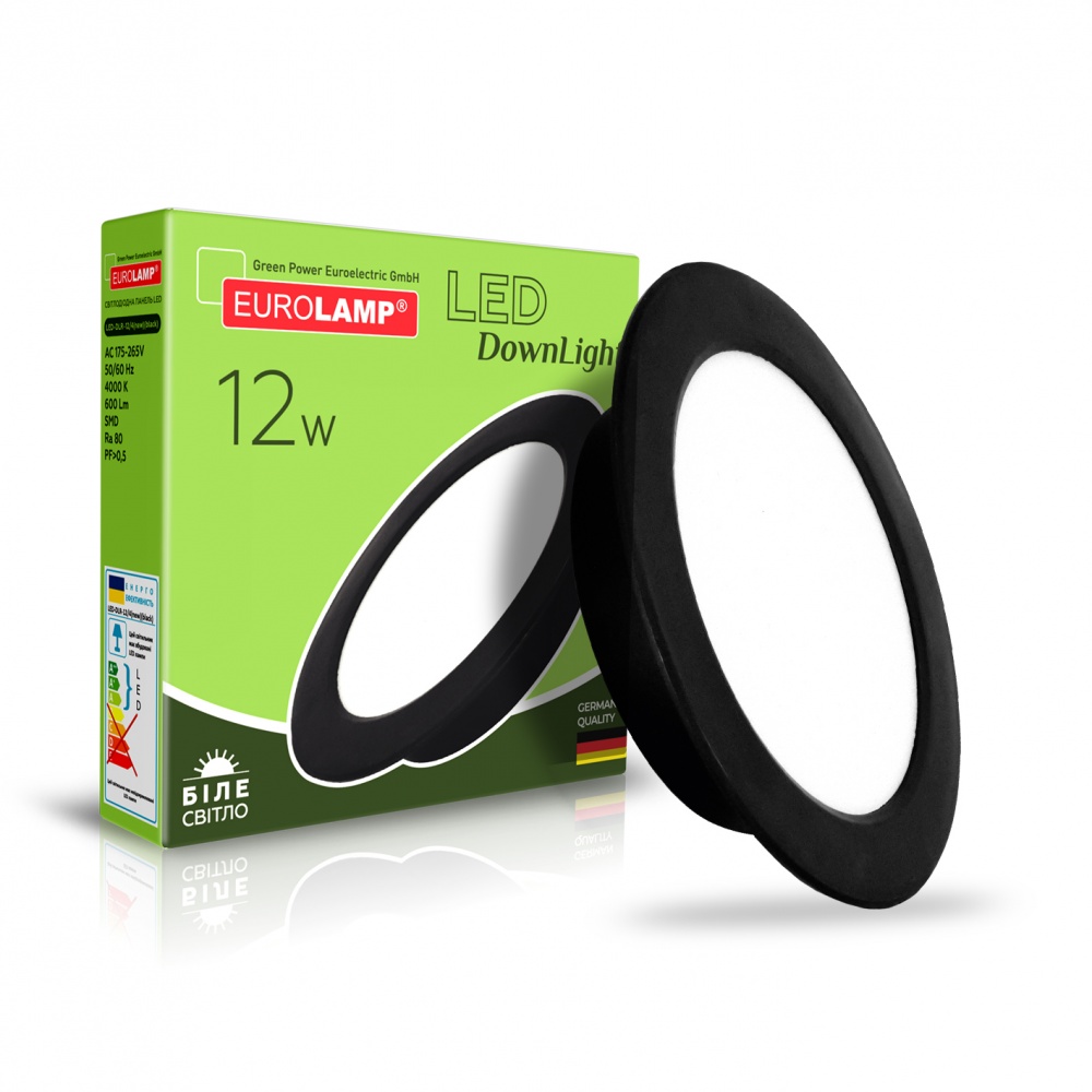 Світильник світлодіодний Eurolamp 12 Вт чорний LED-DLR-12/4(new)(black)
