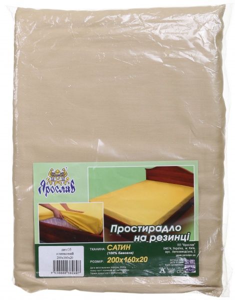 Простынь на резинке Дизайн 5 200x160 см оливковый Ярослав 