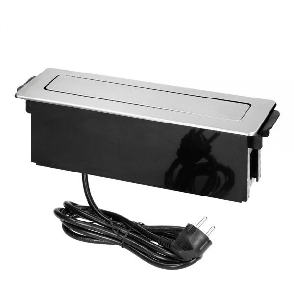 Розетка портативна меблева потрійна із заземленням ORNO шуко сірий OR-GM-9014(GS)/B-G