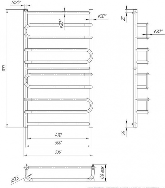 Рушникосушарка водяна Mario Ніцца 900х530/500