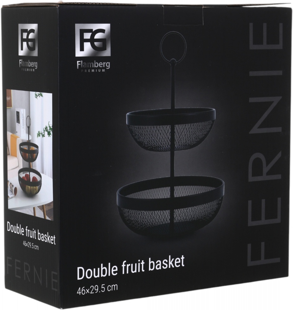 Корзинка для фруктов Flamberg Premium двойная Fernie 46х29,5 см черный металлическая