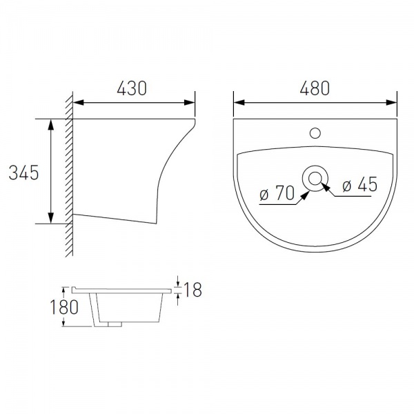 Умывальник VOLLE Fiesta 13-77-049B
