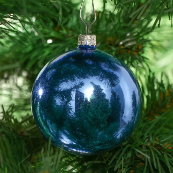 Куля скляна d100 однотонна металік синій