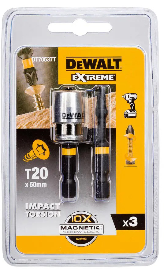 Набор ударных бит и насадок DeWalt Impact Torsion 3 шт. DT70537T