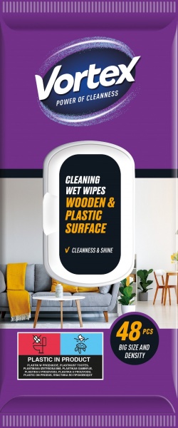 Влажные салфетки Vortex для мебели 48 шт./уп. / белый
