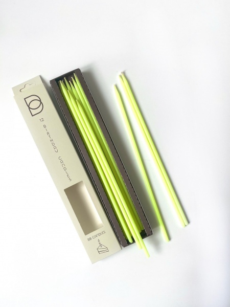 Свічки для торта BB CANDLES neon yellow 25 см 12 шт.