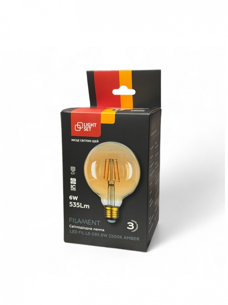 Лампа світлодіодна LIGHT SET LS G95 6 Вт E27 2500 К 220 В жовта